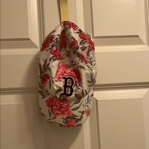 Boston Red Sox Floral Baseball Cap with Red and Pink Flowers